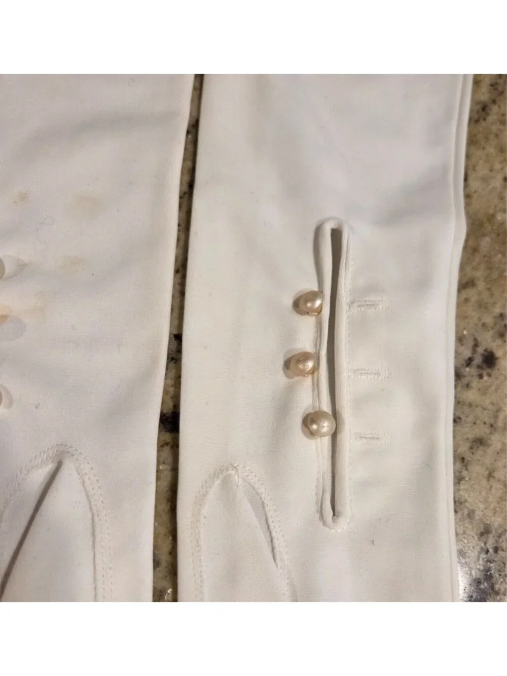 Vtg Womens Size M 7 Off-White Nylon Formal Opera Gloves 22